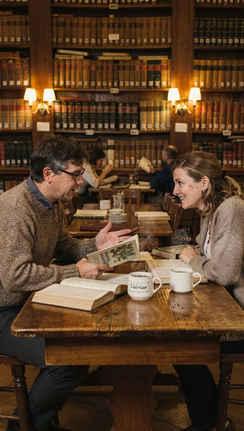 Nyugtató teaélmény, fás és földes tónusokkal, háttérben lágy fények.